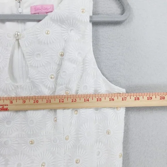 Lilly Pulitzer Dress Womens 12 Resort White Nicci Pinwheel Organza Floral Lace - Picture 6 of 16